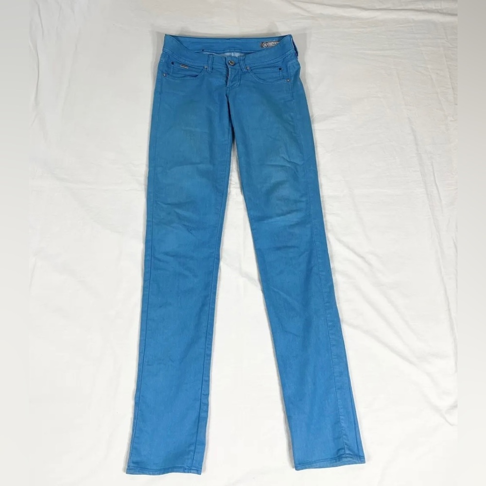 Chevignon Women Blue Buttoned Stretch Skinny Denim Jeans Size 26